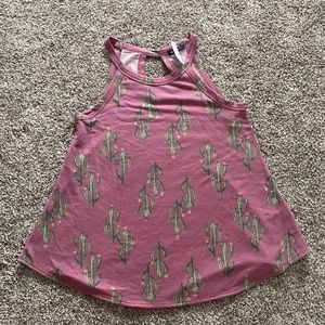 Mauve cactus print halter neck tank top with keyhole back